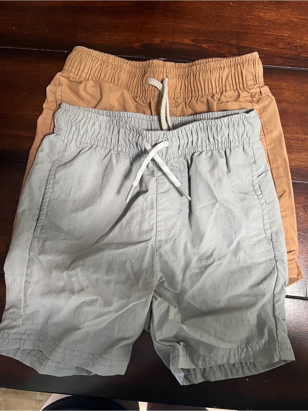 Casual Drawstring Shorts Pair - Light Gray & Tan 2/$15